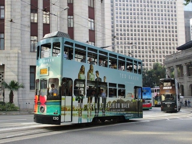 Ted Baker on tram Hong Kong 415