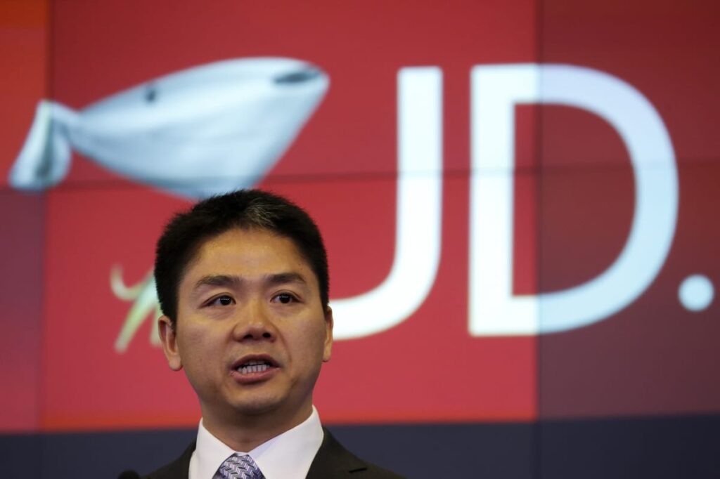 jd com founder and ceo richard liu speaks at the nasdaq building at times square new york