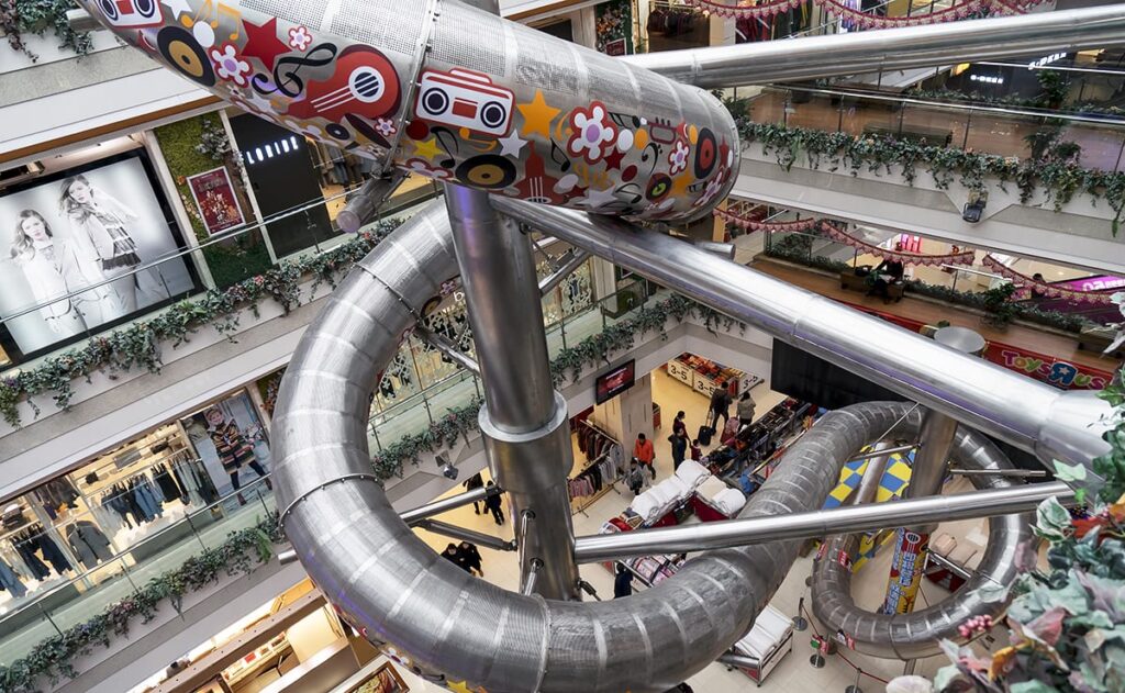 Shanghai mall installs slide for shoppers