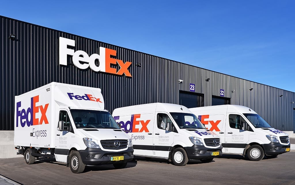 FedEx trucks at Copenhagen Jan 2016