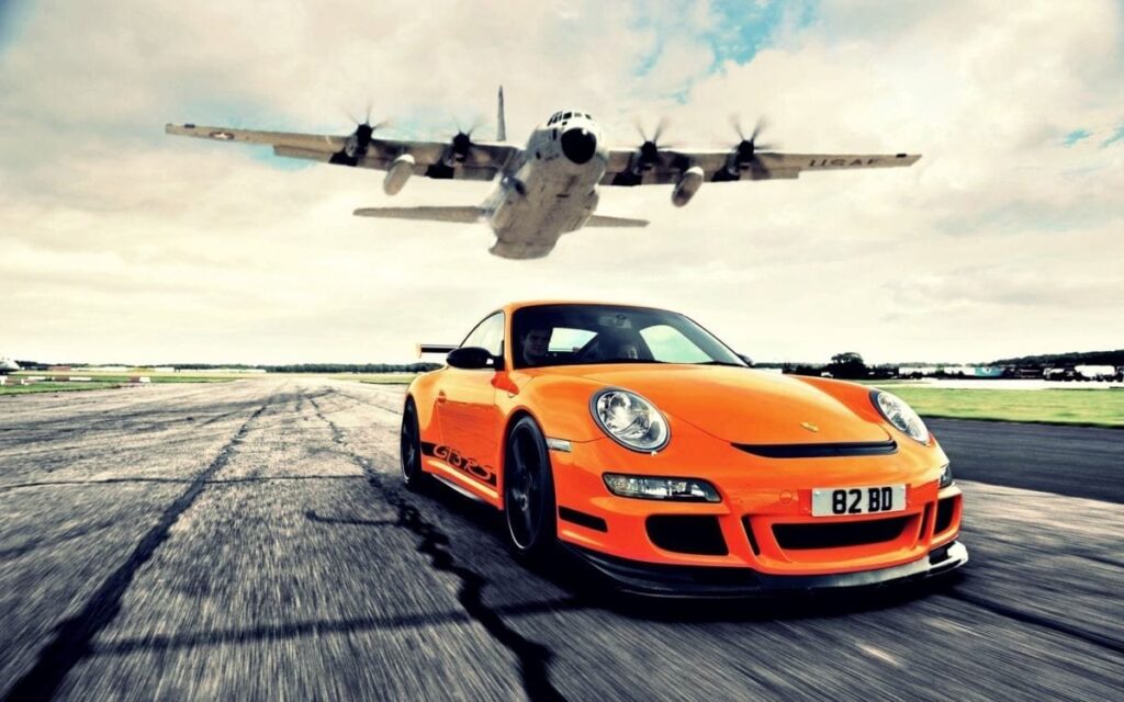 porsche gt 3 supercar vs plane cool wallpaper