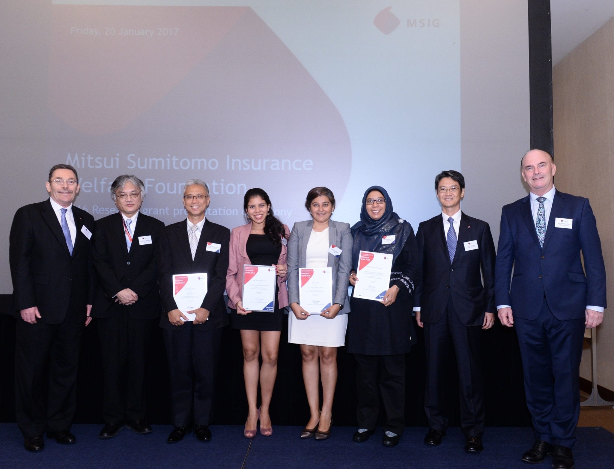 Mitsui Sumitomo Insurance Welfare Foundation awards research grants to 4 projects