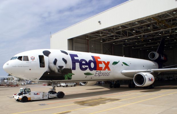 Giant panda Bao Bao arrives in Chengdu onboard FedEx Boeing 777F