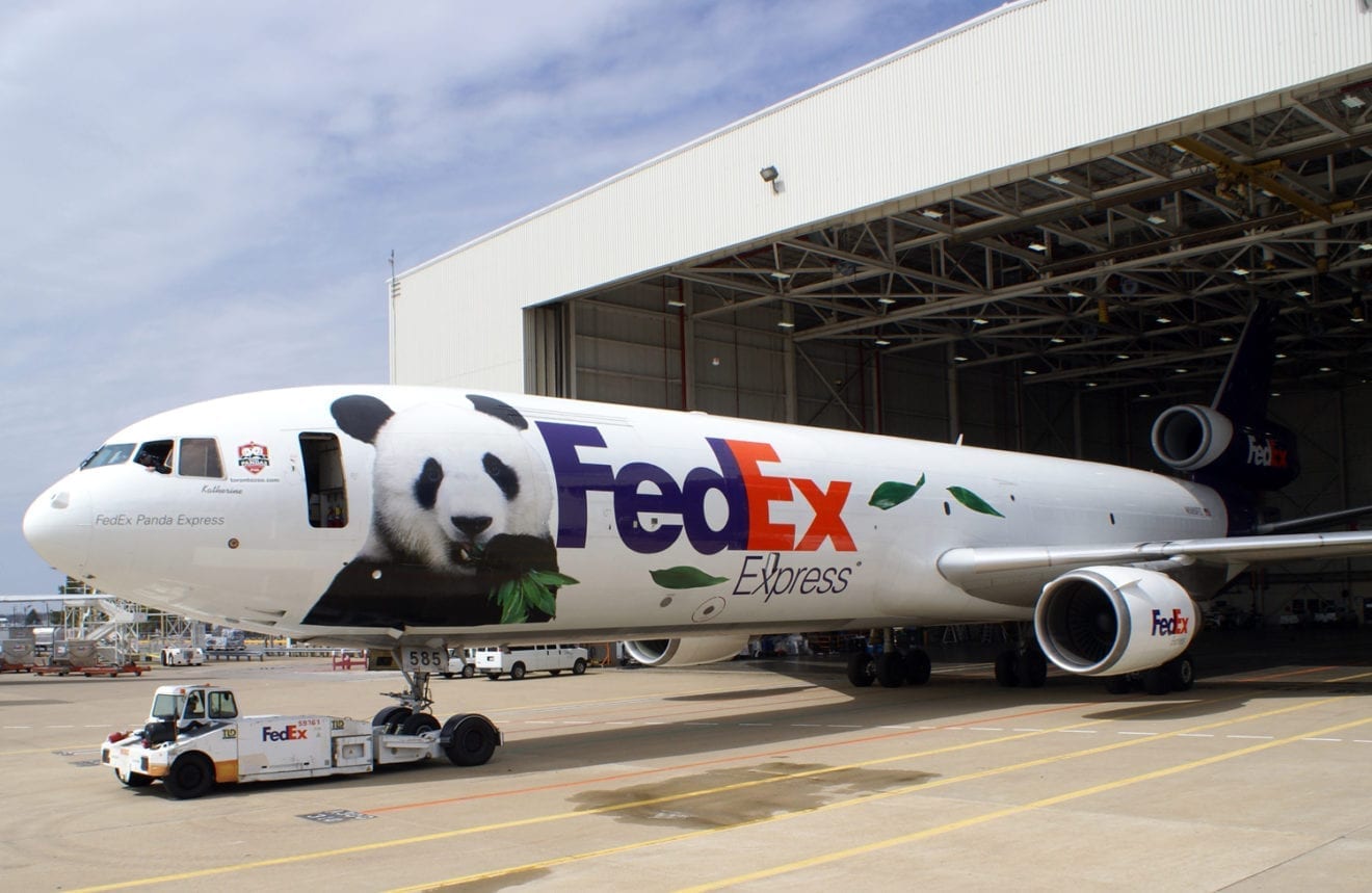 Giant panda Bao Bao arrives in Chengdu onboard FedEx Boeing 777F