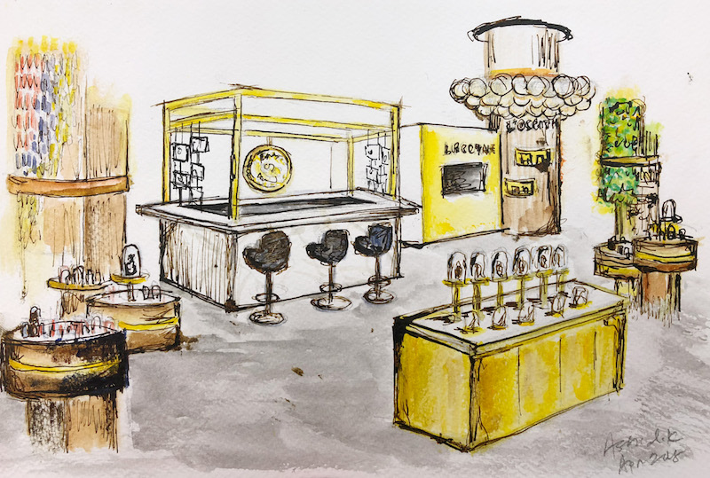 LOCCITANE Pop Up Cafe Artist impression drawing 