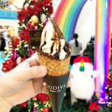 To sweeten up your rainbow journey grab a Godiva Soft Serve Ice Cream at the Godiva Booth