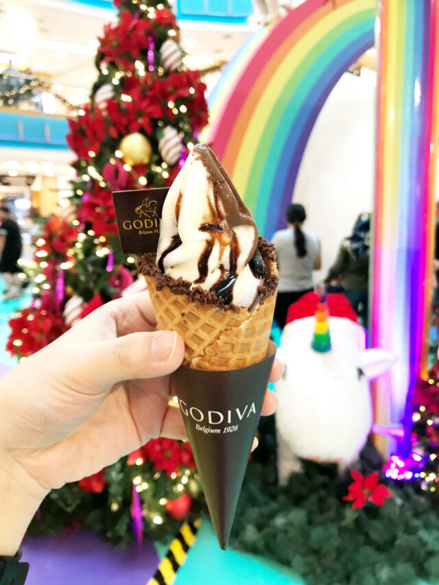 To sweeten up your rainbow journey grab a Godiva Soft Serve Ice Cream at the Godiva Booth