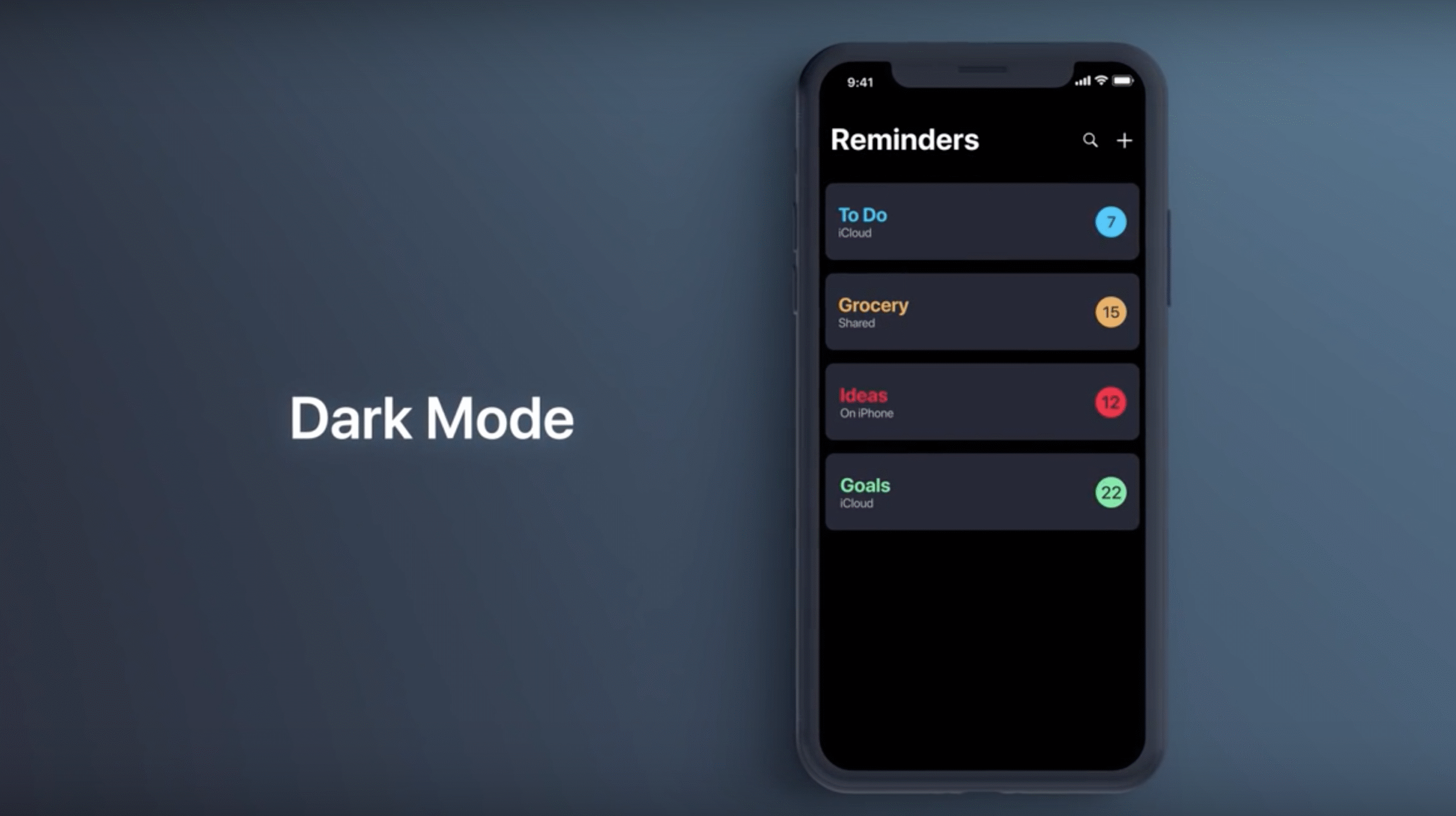 iPhone 11 running iOS 13 with Dark Mode pictured