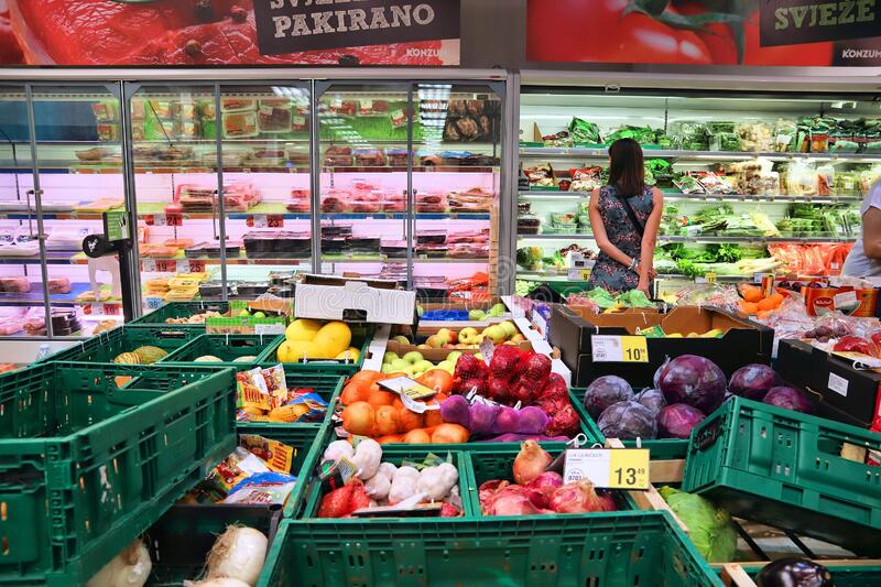 croatia food supermarket zagreb june grocery store shelves top retailers have percent market share billion eur 172483330