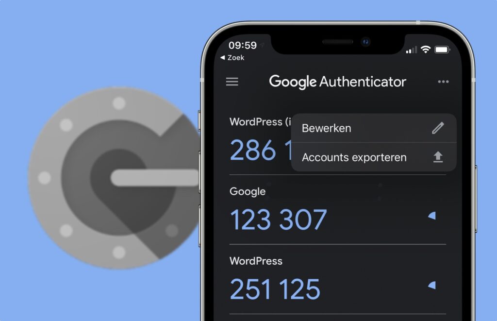 google authenticator accounts overzetten uitg