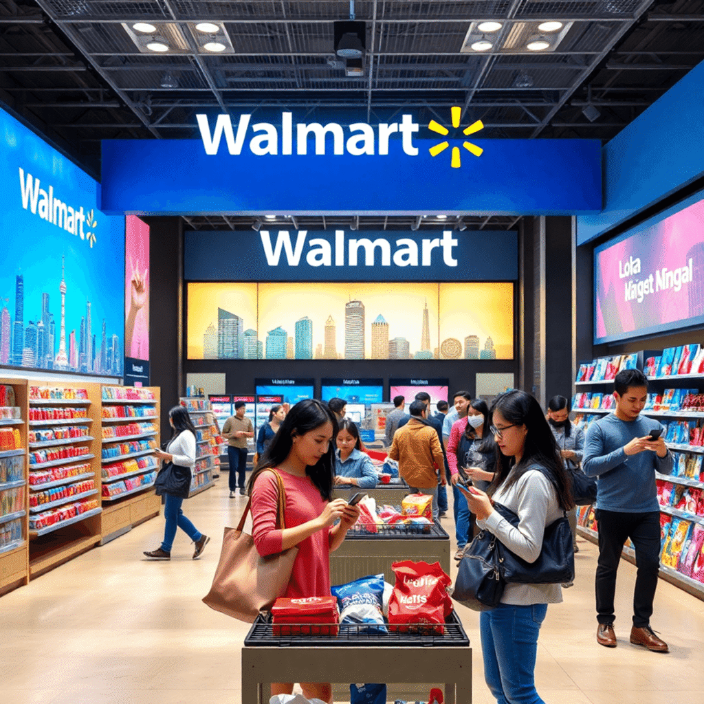 Modern Walmart store interior with digital shoppin 04982bd3 6fb6 4f73 b0a0 04e4cb6fd880