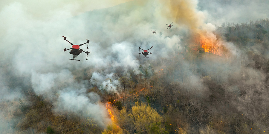 Firefighting,Drones,Spray,Chemical,To,Help,Control,Wildfires.